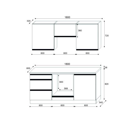 Kuhinjski blok MARINA 180 cm hrast craft