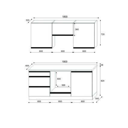 Kuhinjski blok MARINA 180 cm hrast craft/sjajna bijela