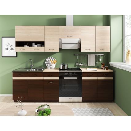 Kuhinjski element VALERIA 240 cm, hrast sonoma/smeđa