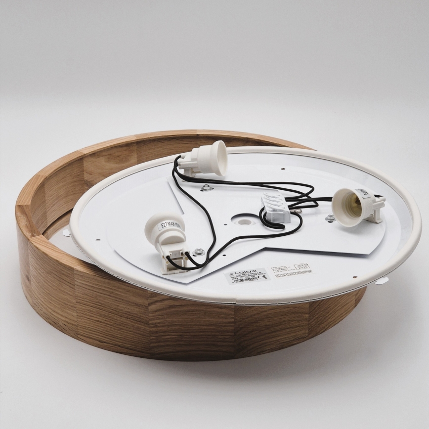 Kupaonska stropna svjetiljka OAK 3xE27/15W/230V, hrast, promjer 37 cm, IP54