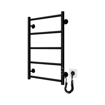 Kupaonski ljestvasti radijator CLASSIC 65W/230V 66x42 cm inox/crna desni