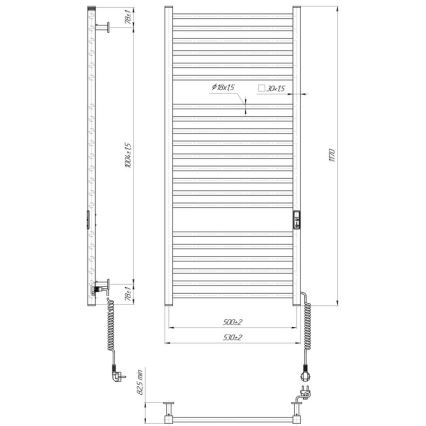 Kupaonski ljestvasti radijator HF DERBY 255W/230V 117x53 cm crni