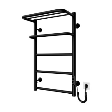 Kupaonski ljestvasti radijator HOTEL 75W/230V 65x43 cm nehrđajući čelik/crna desna