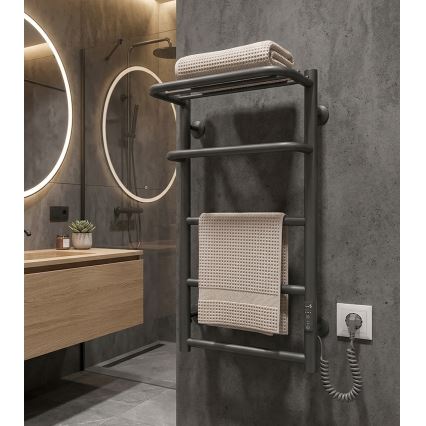 Kupaonski ljestvasti radijator HOTEL 75W/230V 66x42 cm inox/antracit desna
