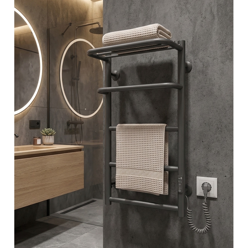 Kupaonski ljestvasti radijator HOTEL 75W/230V 66x42 cm inox/antracit desna