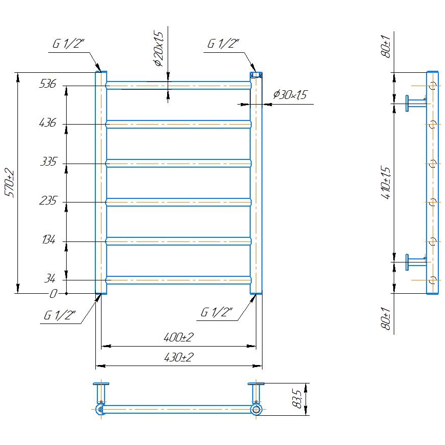 Kupaonski ljestvasti radijator INOX FLAT 122W/230V 57x43 cm nehrđajući čelik/bijela