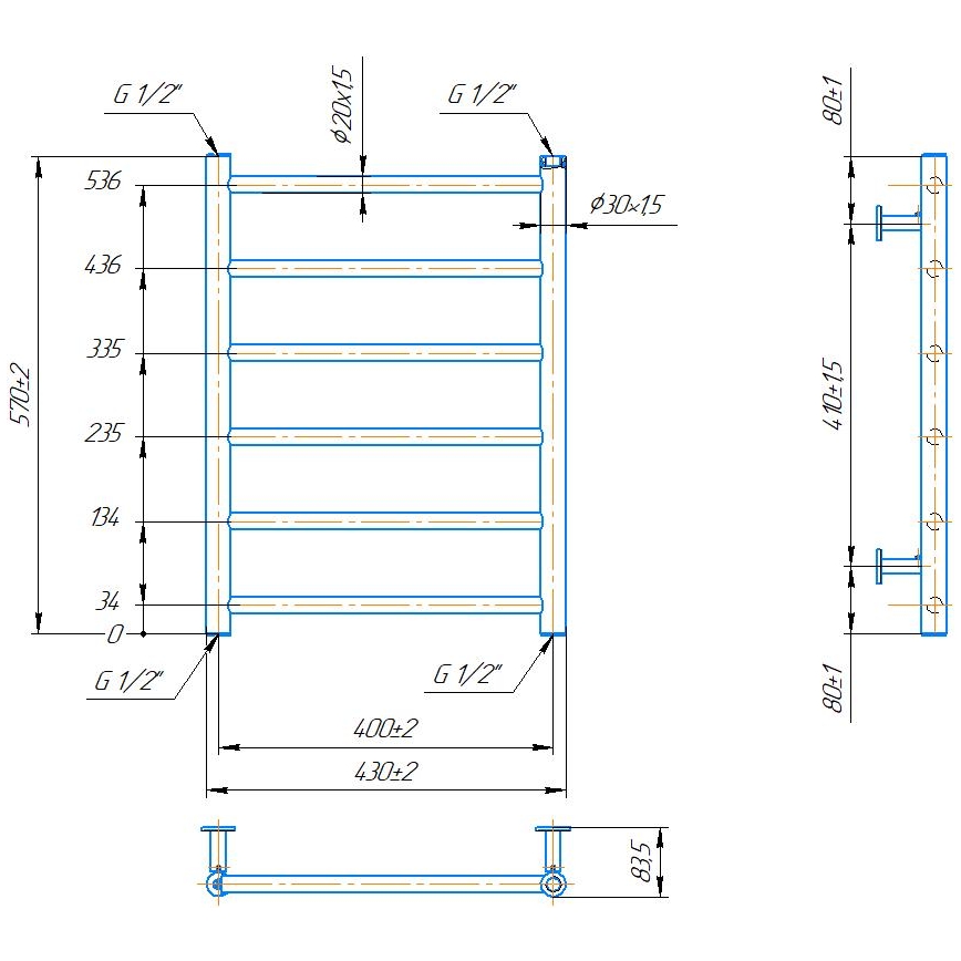 Kupaonski ljestvasti radijator INOX FLAT 122W/230V 57x43 cm nehrđajući čelik/bijela
