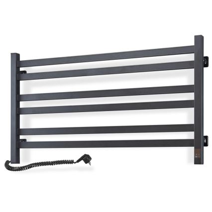 Ljestvičasti radijator za kupaonicu s termostatom AVANGARD, 316 W/230 V, 50,6 cm, IP44, crni, lijevi, pravokutni