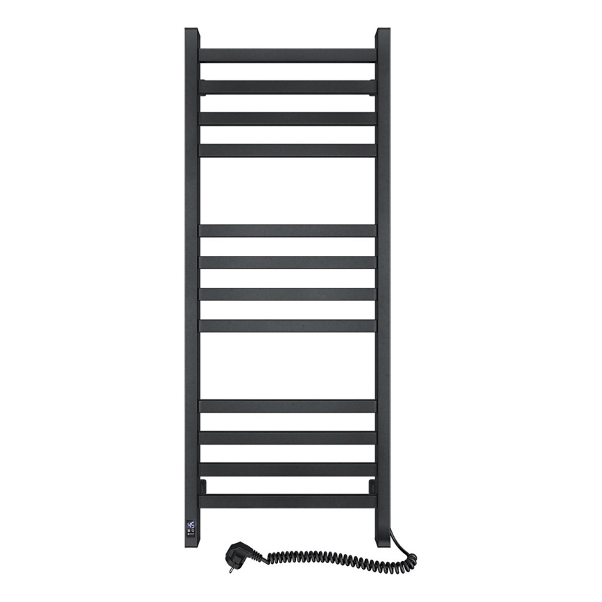 Kupaonski ljestvasti radijator s termostatom AVANGARD 459W/230V 120,6 cm IP44 crni desni uglati