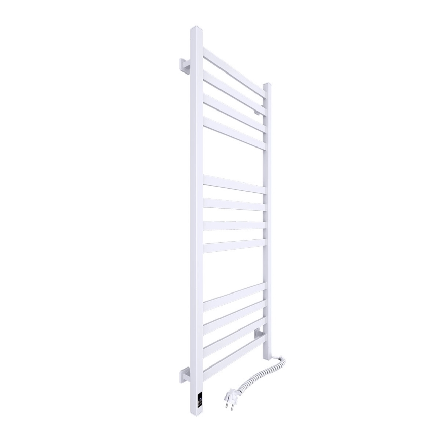 Kupaonski ljestvasti radijator s termostatom AVANGARD, 459 W / 230 V, 120,6 cm, IP44, bijeli, desni, kvadratni