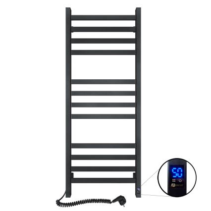 Kupaonski radijator za ručnike s termostatom AVANGARD 459W/230V 120,6 cm IP44 crni lijevi četvrtast