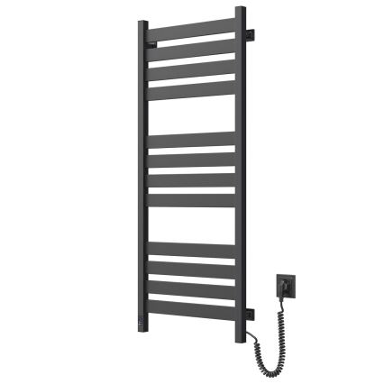 Kupaonski ljestvasti radijator s termostatom LARGO 256W 120x50 cm, crni, desni