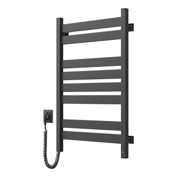 Kupaonski ljestvasti radijator s termostatom LARGO 432W/230V 80,6 cm IP44 crni lijevi uglast