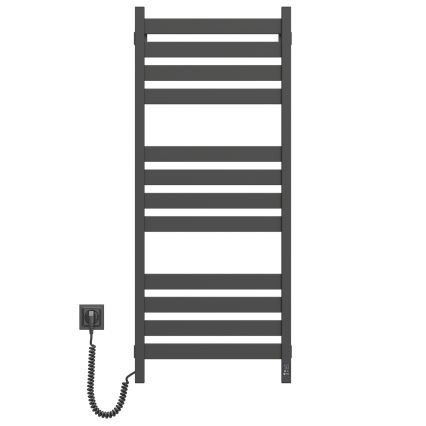 Kupaonski ljestvičasti radijator s termostatom LARGO 541W/230V 120,6 cm IP44, crni, lijevi, uglast