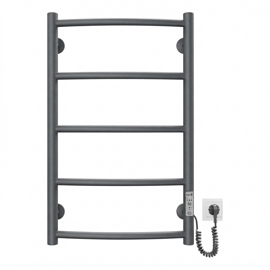 Kupaonski ljestvičasti radijator CLASSIC 65W/230V 66x42 cm nehrđajući čelik/antracit s desne strane