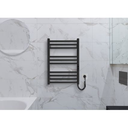 Kupaonski ljestvičasti radijator HF GREENWICH 100W/230V 57x43 cm crni desni okrugli