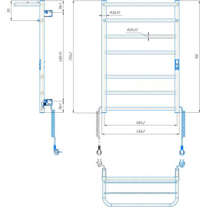 Kupaonski ljestvičasti radijator HOME 95W/230V 77x53 cm nehrđajući čelik/krom desni