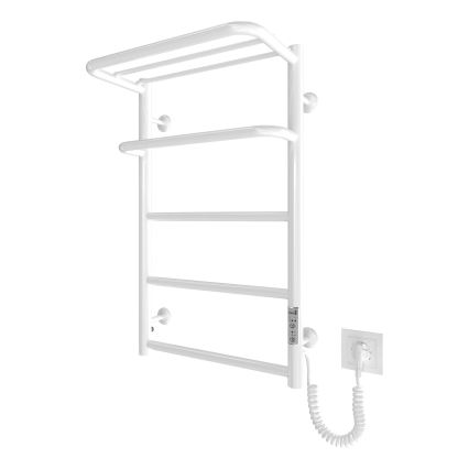Kupaonski ljestvičasti radijator HOTEL 75W/230V 66x42 cm, nehrđajući čelik/bijela, desni