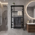 Kupaonski ljestvičasti radijator HOTEL 75W/230V 66x42 cm nehrđajući čelik/crna desna