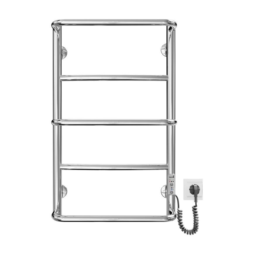 Kupaonski ljestvičasti radijator LUX 65W/230V 66x42 cm, nehrđajući čelik/krom visokog sjaja, desni