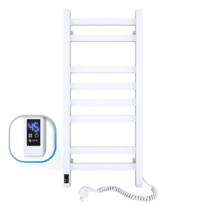 Kupaonski ljestvičasti radijator s termostatom AVANGARD 251W/230V 80,6 cm IP44 bijeli desni četvrtast
