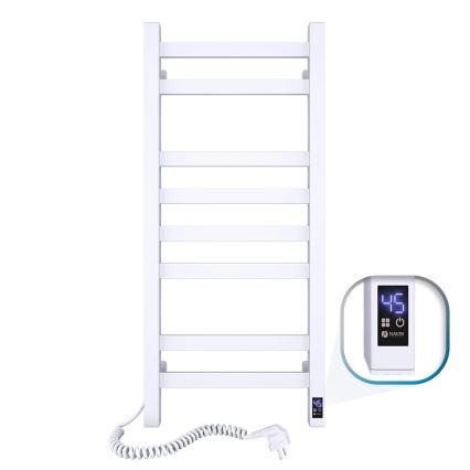 Kupaonski rebrasti radijator s termostatom AVANGARD 251W/230V 80,6 cm IP44 bijeli lijevi s kvadratnim profilom