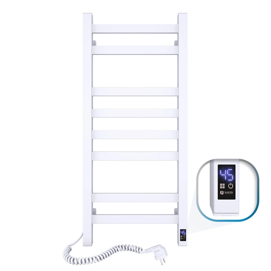 Kupaonski rebrasti radijator s termostatom AVANGARD 251W/230V 80,6 cm IP44 bijeli lijevi s kvadratnim profilom