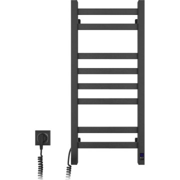 Kupaonski ljestvičasti radijator s termostatom AVANGARD 251W/230V 80,6 cm IP44 crni, s lijevim priključkom, kvadratni profil