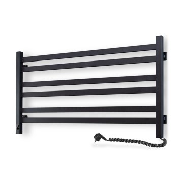 Kupaonski ljestvičasti radijator s termostatom AVANGARD 316W/230V 50,6 cm IP44 crni, desni, kvadratni
