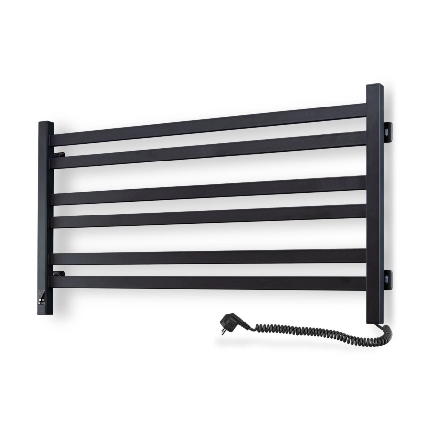 Kupaonski ljestvičasti radijator s termostatom AVANGARD 316W/230V 50,6 cm IP44 crni, desni, kvadratni
