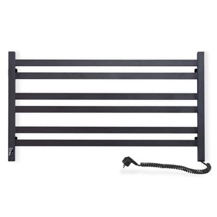 Kupaonski ljestvičasti radijator s termostatom AVANGARD 316W/230V 50,6 cm IP44 crni, desni, kvadratni