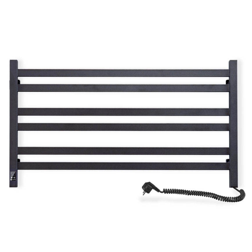 Kupaonski ljestvičasti radijator s termostatom AVANGARD 316W/230V 50,6 cm IP44 crni, desni, kvadratni