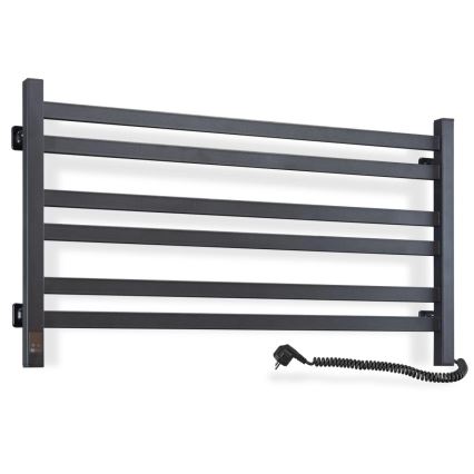 Kupaonski ljestvičasti radijator s termostatom AVANGARD 316W/230V 50,6 cm IP44 crni, desni, kvadratni