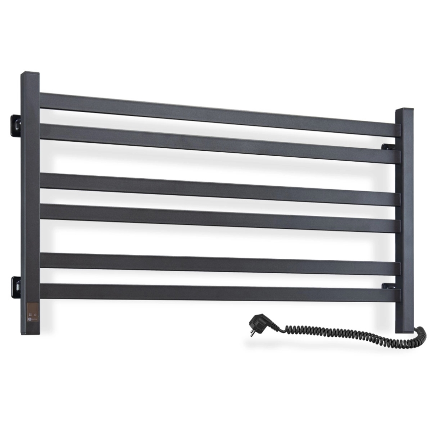 Kupaonski ljestvičasti radijator s termostatom AVANGARD 316W/230V 50,6 cm IP44 crni, desni, kvadratni