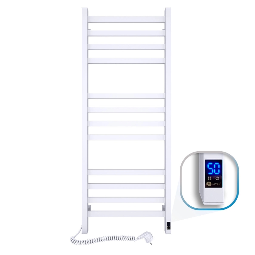 Kupaonski ljestvasti radijator s termostatom AVANGARD 459W/230V 120,6 cm IP44 bijeli lijevi kvadratni