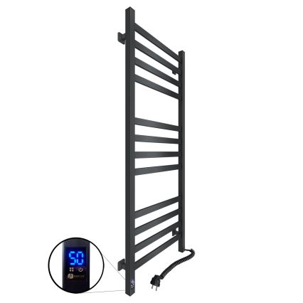 Kupaonski ljestvasti radijator s termostatom AVANGARD 459W/230V 120,6 cm IP44 crni desni uglati