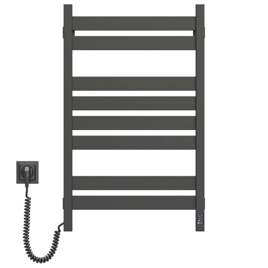 Kupaonski ljestvasti radijator s termostatom LARGO 432W/230V 80,6 cm IP44 crni lijevi uglast