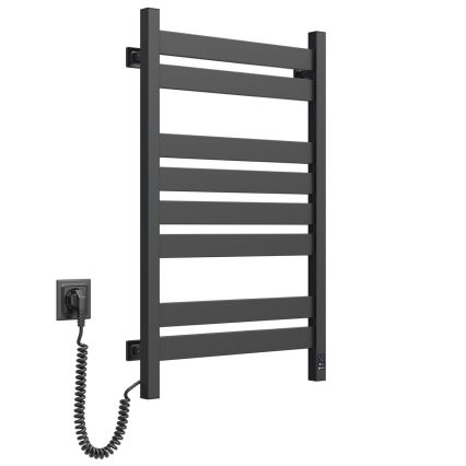 Kupaonski ljestvasti radijator s termostatom LARGO 432W/230V 80,6 cm IP44 crni lijevi uglast