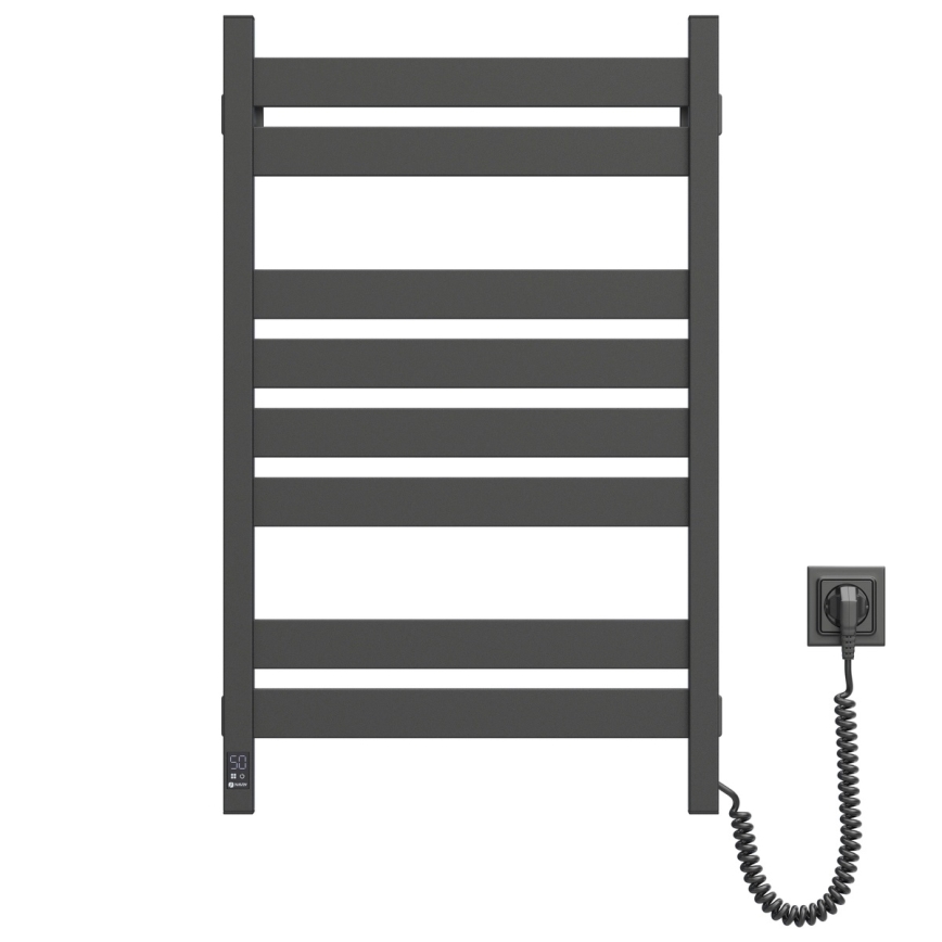 Kupaonski ljestvičasti radijator s termostatom LARGO 432W/230V 80,6 cm IP44 crni desni kvadratni