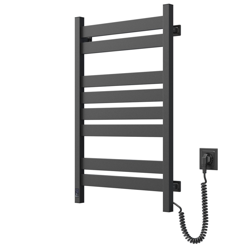 Kupaonski ljestvičasti radijator s termostatom LARGO 432W/230V 80,6 cm IP44 crni desni kvadratni