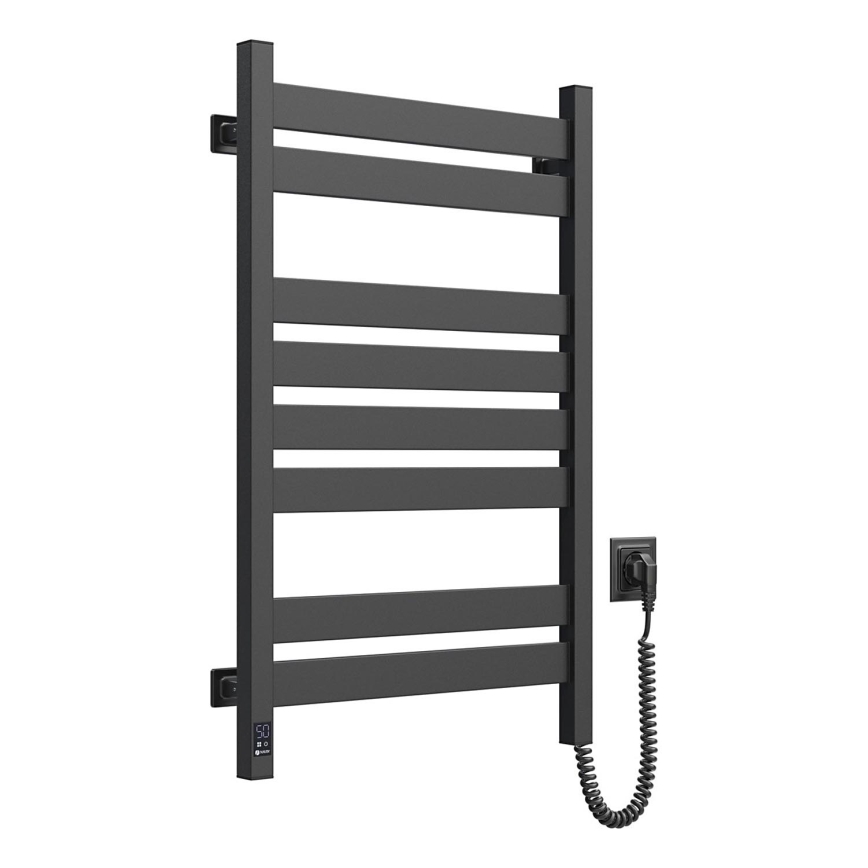 Kupaonski ljestvičasti radijator s termostatom LARGO 432W/230V 80,6 cm IP44 crni desni kvadratni