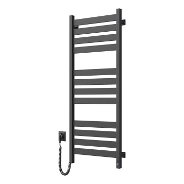 Kupaonski ljestvičasti radijator s termostatom LARGO 541W/230V 120,6 cm IP44, crni, lijevi, uglast