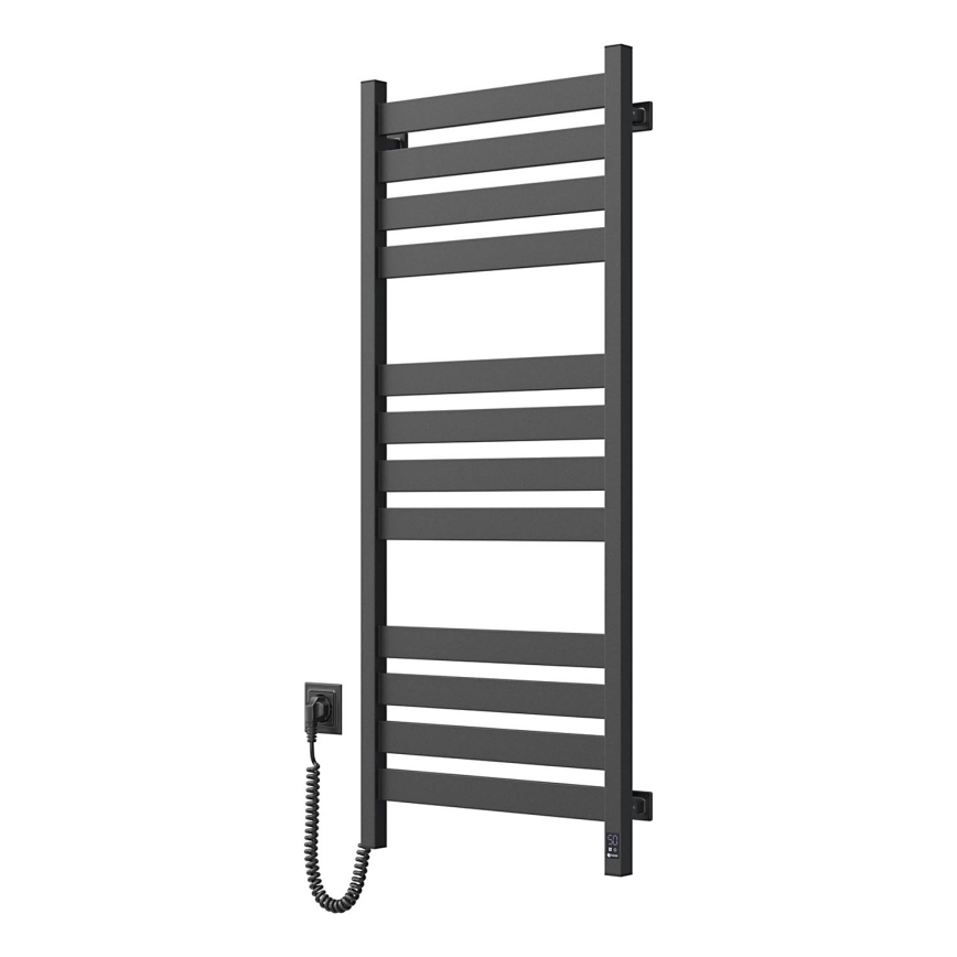 Kupaonski ljestvičasti radijator s termostatom LARGO 541W/230V 120,6 cm IP44, crni, lijevi, uglast