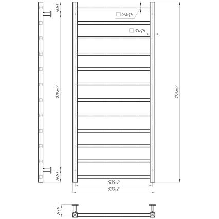 Kupaonski ljestvični radijator INOX TOKIO 233W/230V 117x53 cm nehrđajući čelik/crna