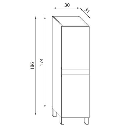 Kupaonski ormar KENWOOD 186 cm, dekor hrasta