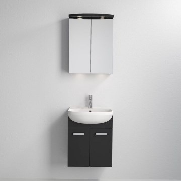 Kupaonski ormarić s umivaonikom ASTRID + LED ogledalni ormarić 4xLED/4,3W/230V IP44 crni