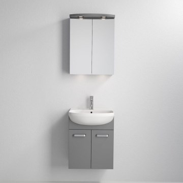 Kupaonski ormarić s umivaonikom ASTRID + LED ogledalni ormarić 4xLED/4,3W/230V IP44 sivi