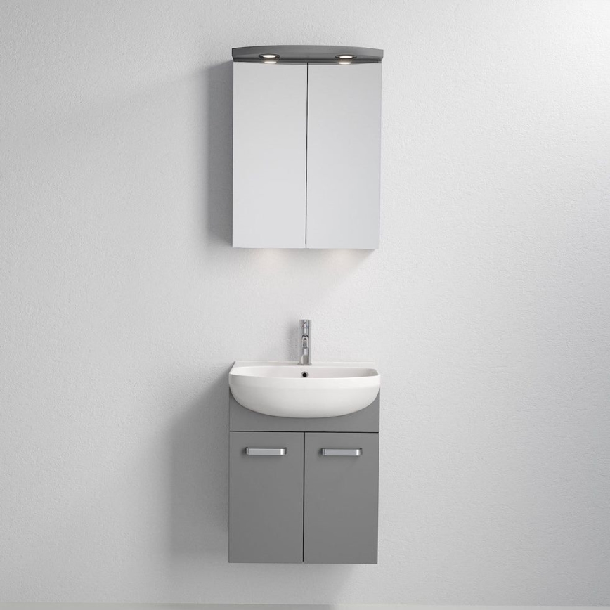Kupaonski ormarić s umivaonikom ASTRID + LED ogledalni ormarić 4xLED/4,3W/230V IP44 sivi