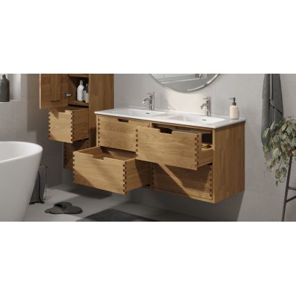 Kupaonski ormarić s umivaonikom GRIBSKOV 120 cm bež/hrast/bijela