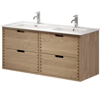 Kupaonski ormarić s umivaonikom GRIBSKOV 120 cm bež/hrast/bijela